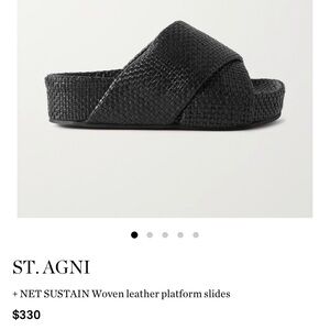 ST. AGNI WOVEN LEATHER PLATFORM SLIDES
